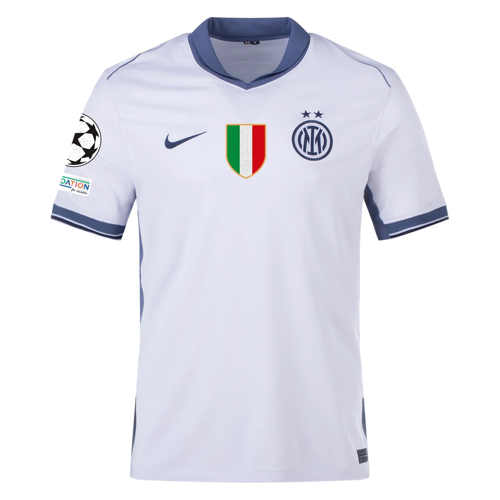 Nike Inter Milan Yann Aurel Bisseck Away Jersey w/ Champions League + Scudetto Patch 24/25 (Summit White/Iris Whisper)