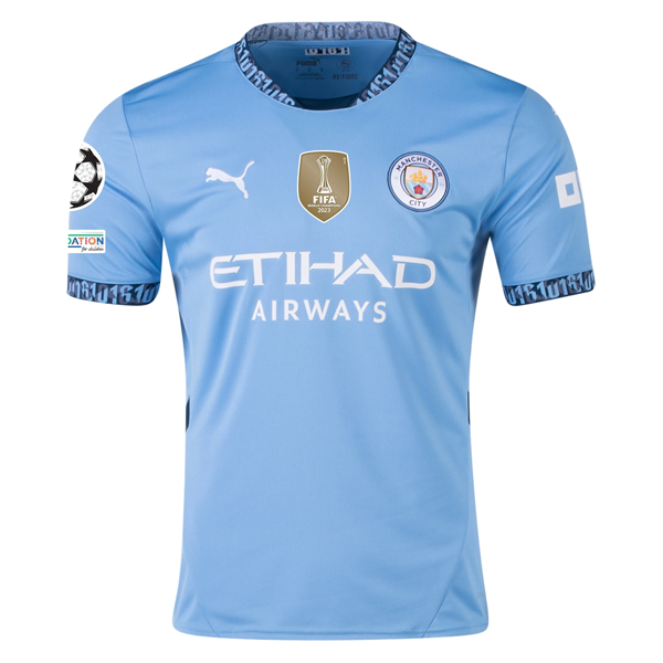 Puma Manchester Phil Foden Home Jersey w/ Champions League + Club World Cup Patch 24/25 (Team Light Blue/Marine Blue)