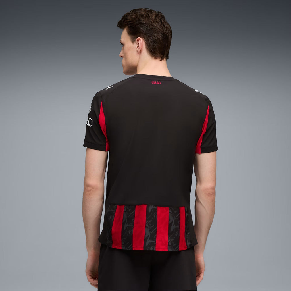 Puma Tomori Men's AC Milan Authentic Home Jersey 25/26 w/ Seria A Patch (Red/Black)