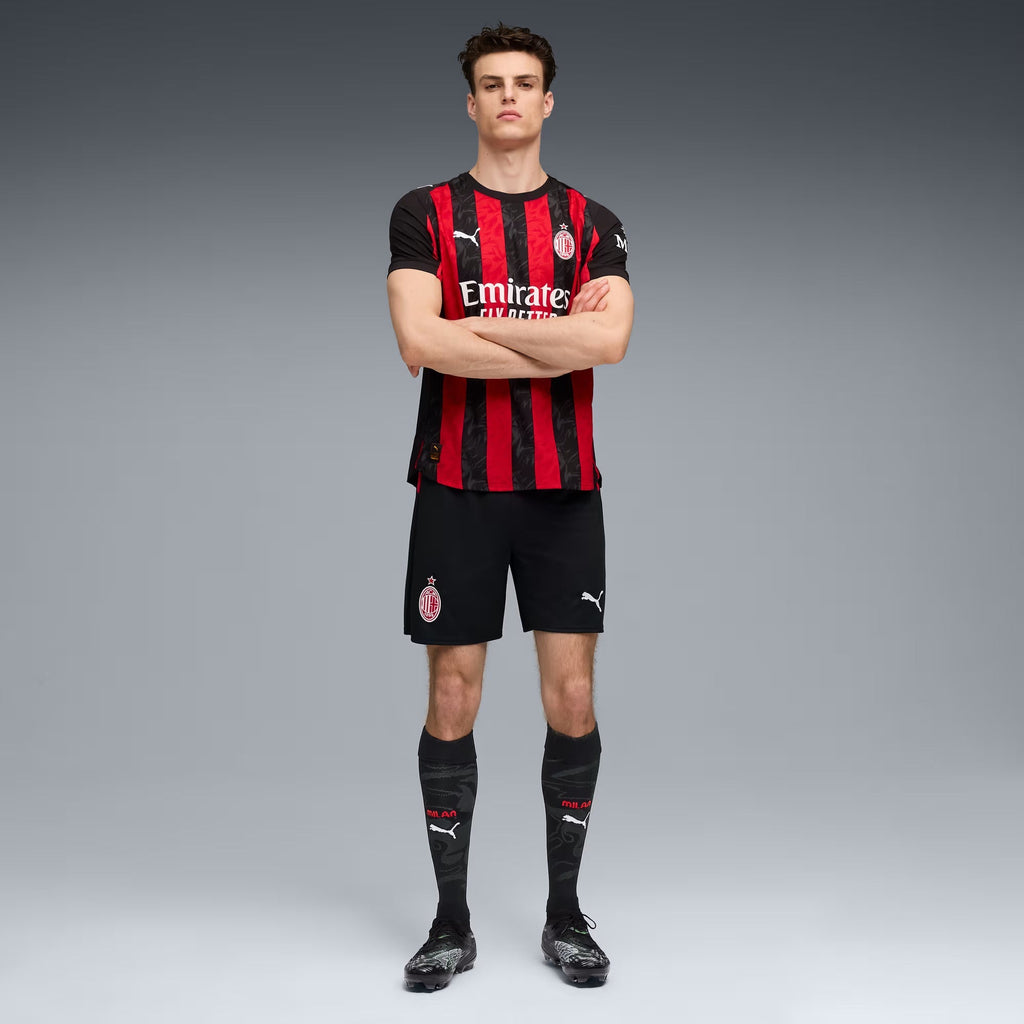 Puma Loftus-Cheek Men's AC Milan Authentic Home Jersey 25/26 w/ Seria A Patch (Red/Black)