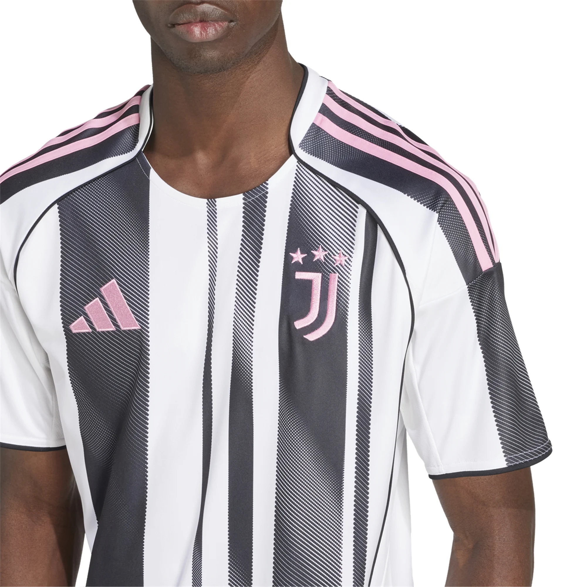 adidas Men's Juventus Adzic Home Jersey w/ Serie A Patch 25/26 (White/Black/Pink)
