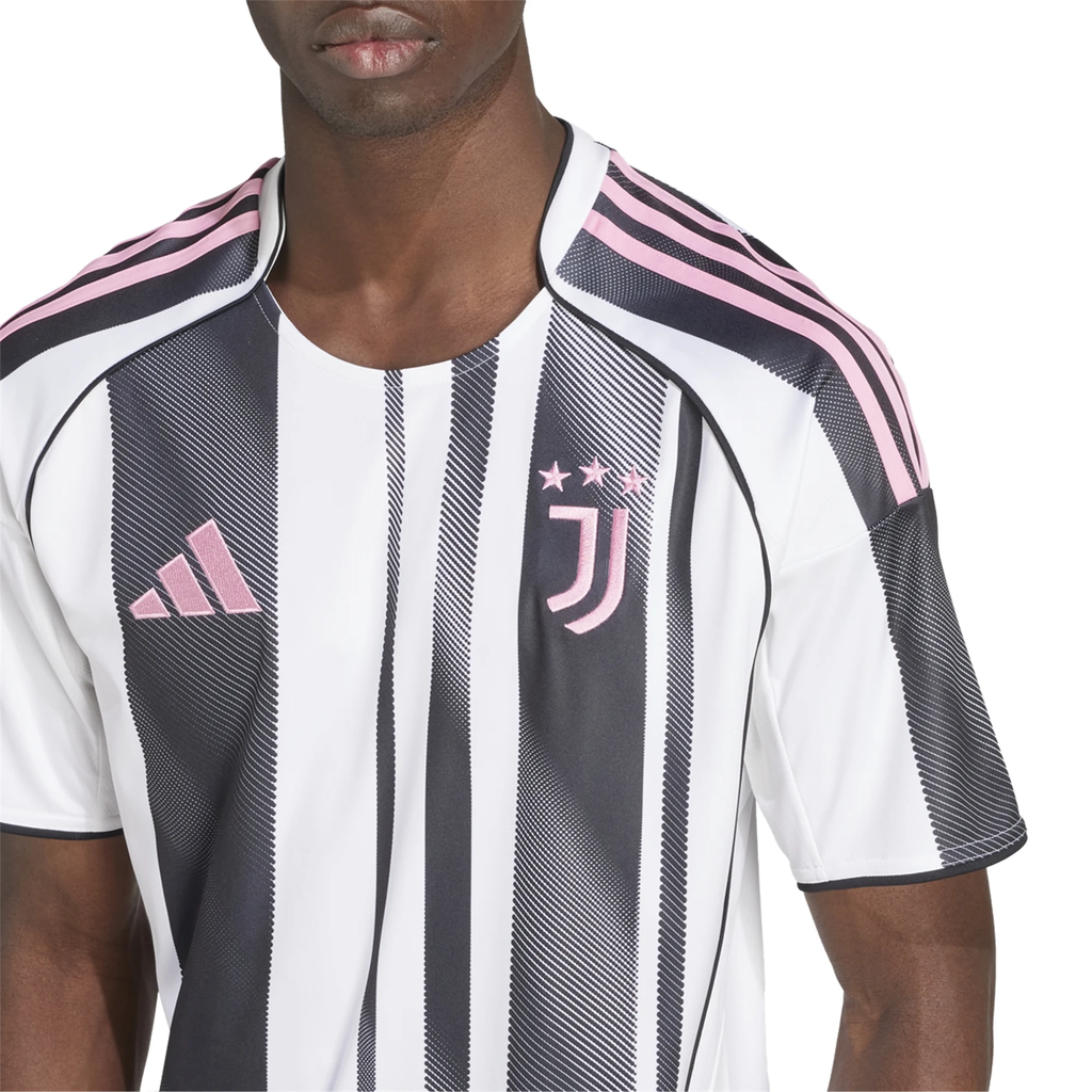 adidas Juventus Kelly Home Jersey w/ Champions League Patches 25/26 (White/Black/Pink)