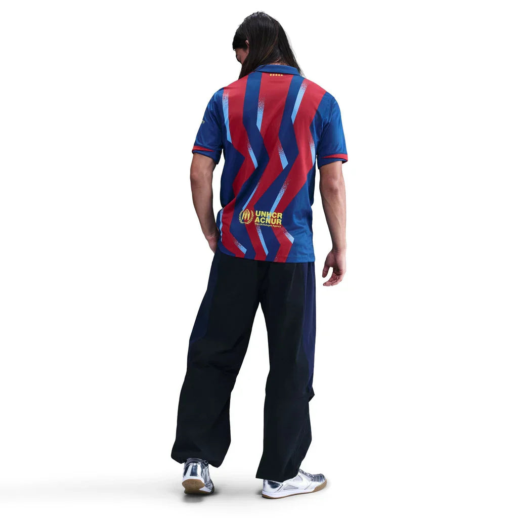 Nike Men's FC Barcelona Fermin 4th Jersey 25/26 w/ La Liga Patches (Blue/Red/Yellow)
