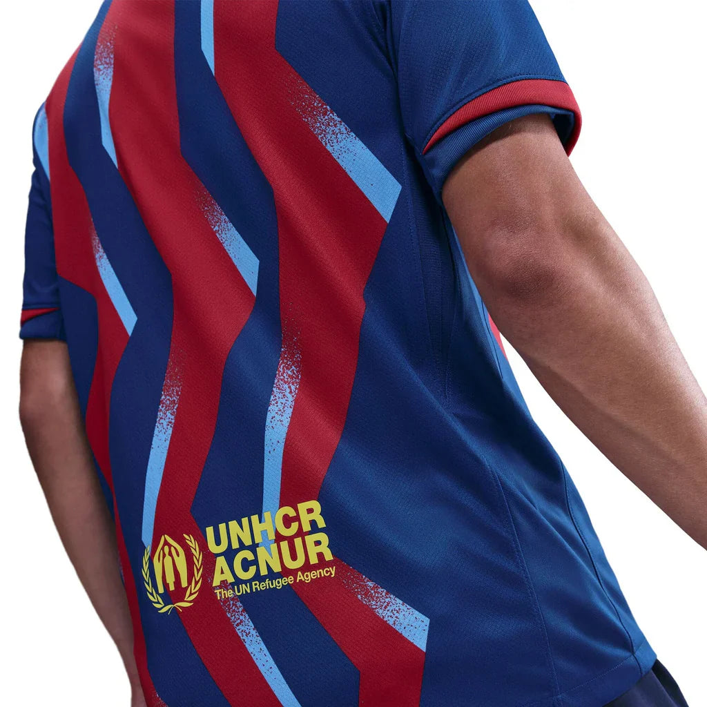 Nike Men's FC Barcelona Fermin 4th Jersey 25/26 w/ La Liga Patches (Blue/Red/Yellow)