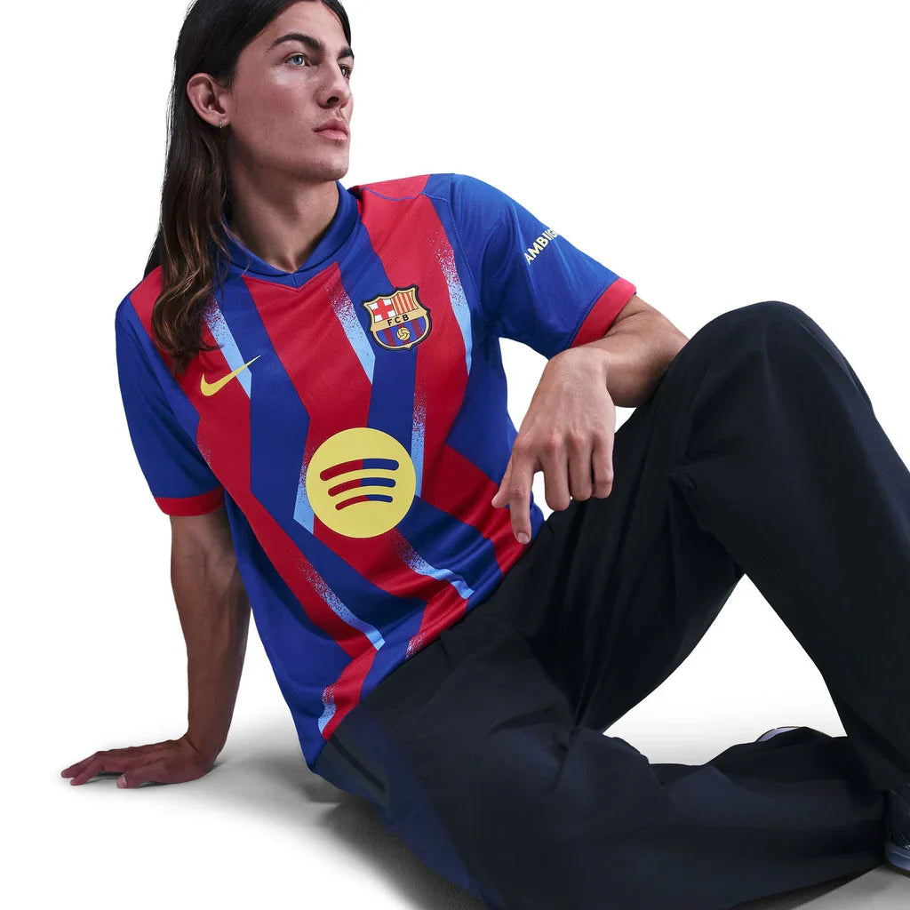Nike Men's FC Barcelona Christensen 4th Jersey 25/26 w/ La Liga Patches (Blue/Red/Yellow)