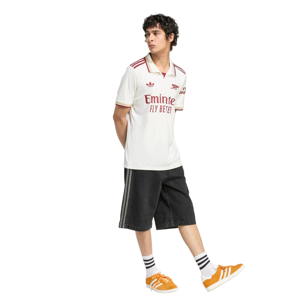 adidas Nwaneri Men's Arsenal FC Third Jersey 25/26 w/ NRFR + EPL Patches (White/Burgundy)