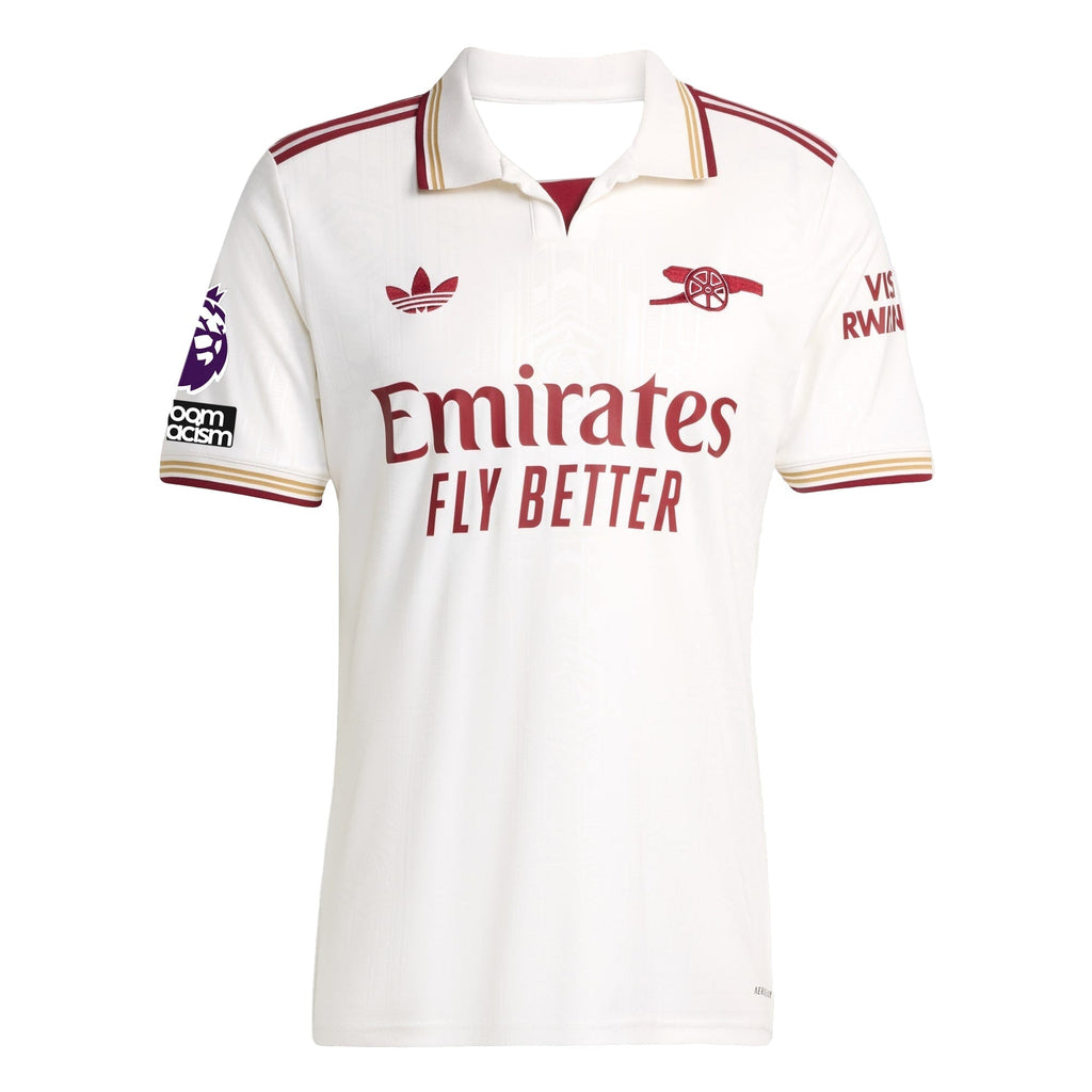 adidas Gyokeres Men's Arsenal FC Third Jersey 25/26 w/ NRFR + EPL Patches (White/Burgundy)