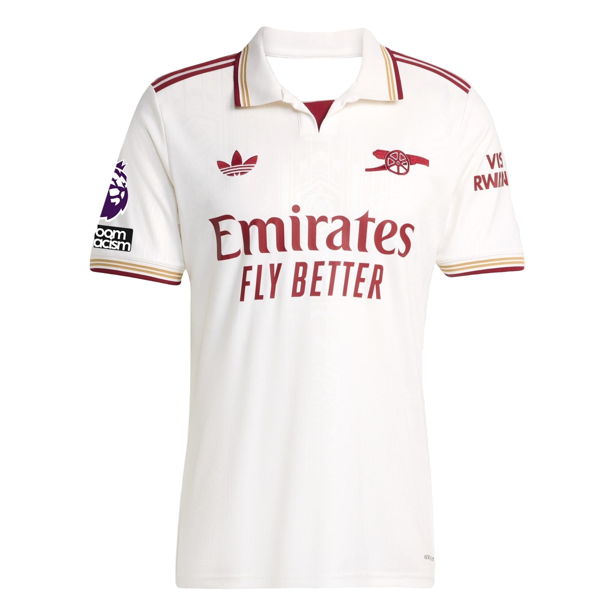 adidas Zubimendi Men's Arsenal FC Third Jersey 25/26 w/ NRFR + EPL Patches (White/Burgundy)