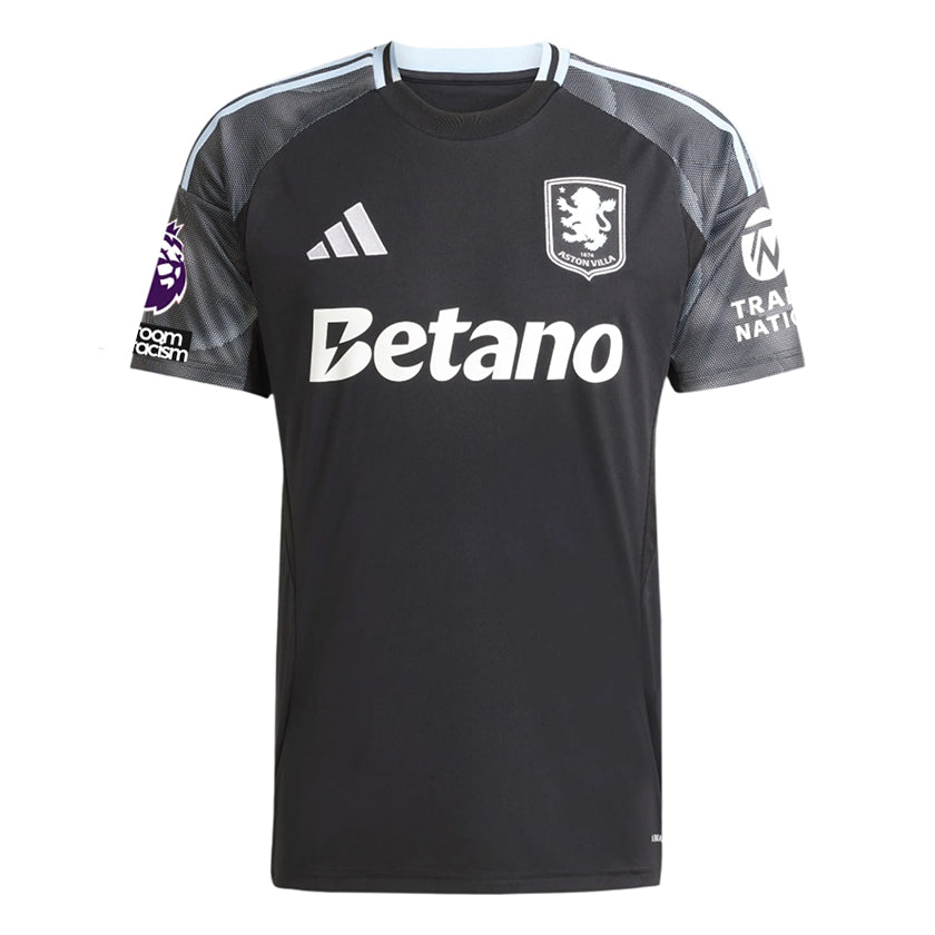 adidas Malen Men's Aston Villa 25/26 Away Jersey w/ EPL + NRFR Patches (Black/Global Blue)