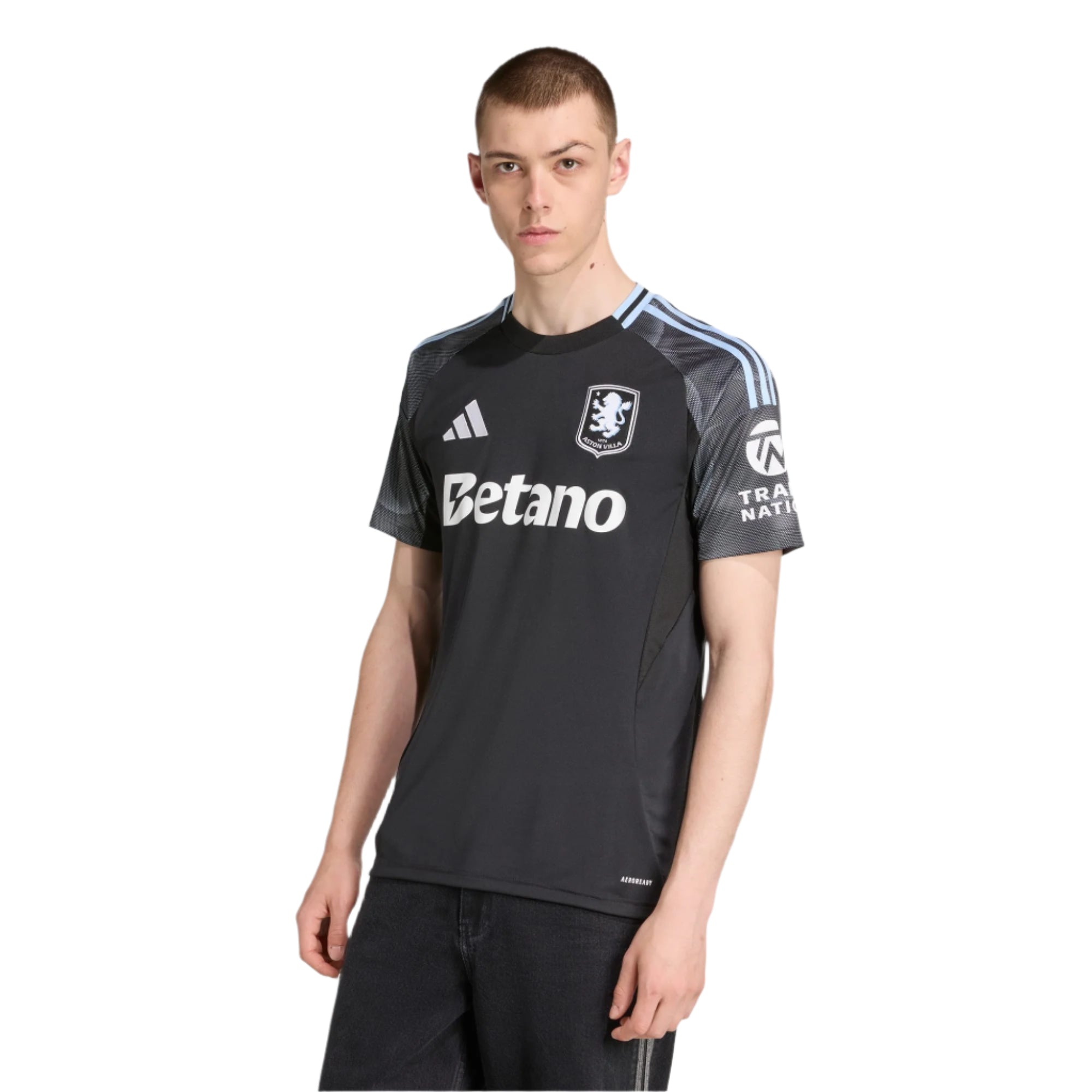 adidas Bogarde Men's Aston Villa 25/26 Away Jersey w/ EPL + NRFR Patches (Black/Global Blue)