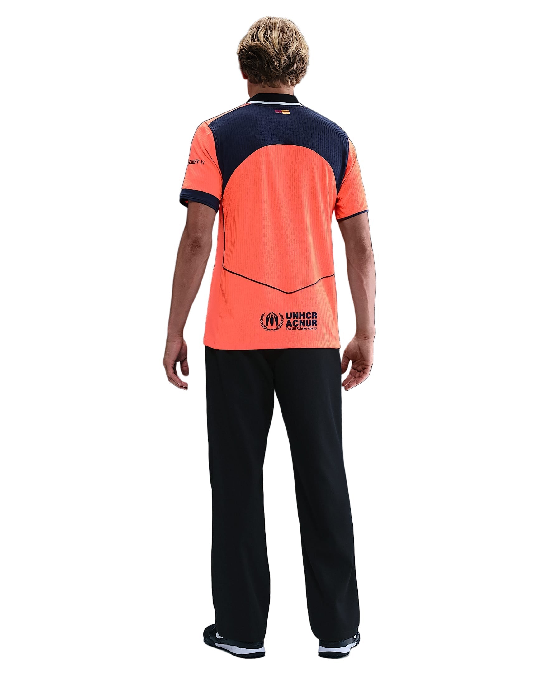 Nike Lamine Yamal FC Barcelona Third T90 Authentic Jersey 25/26 w/ Champions League Patches (Bright Mango/Midnight Navy)