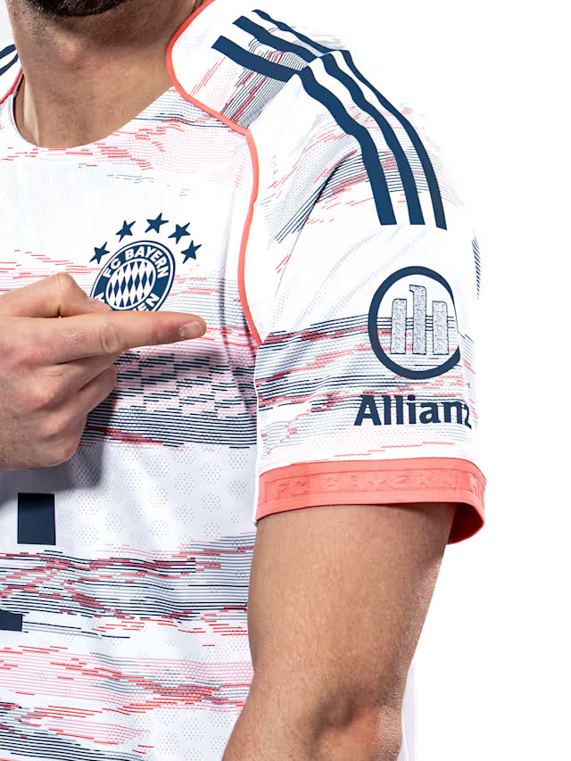 adidas Bayern Munich Authentic Away Jersey 25/26 w/ Sponsor + Meister Bundesliga Patch (White/Red)