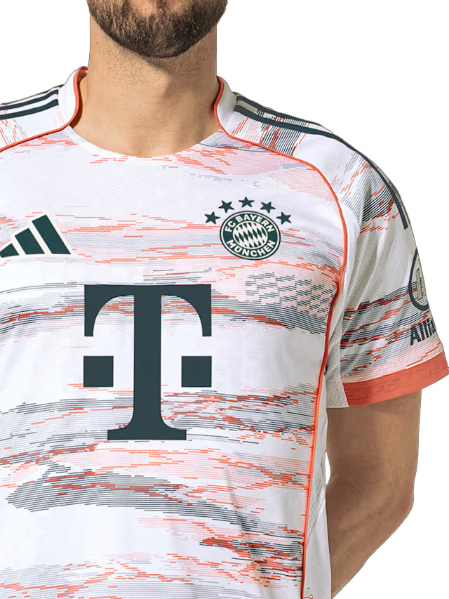 adidas Pavlovic Authentic Away Jersey 25/26 w/ Sponsor + Meister Bundesliga Patch (White/Red]