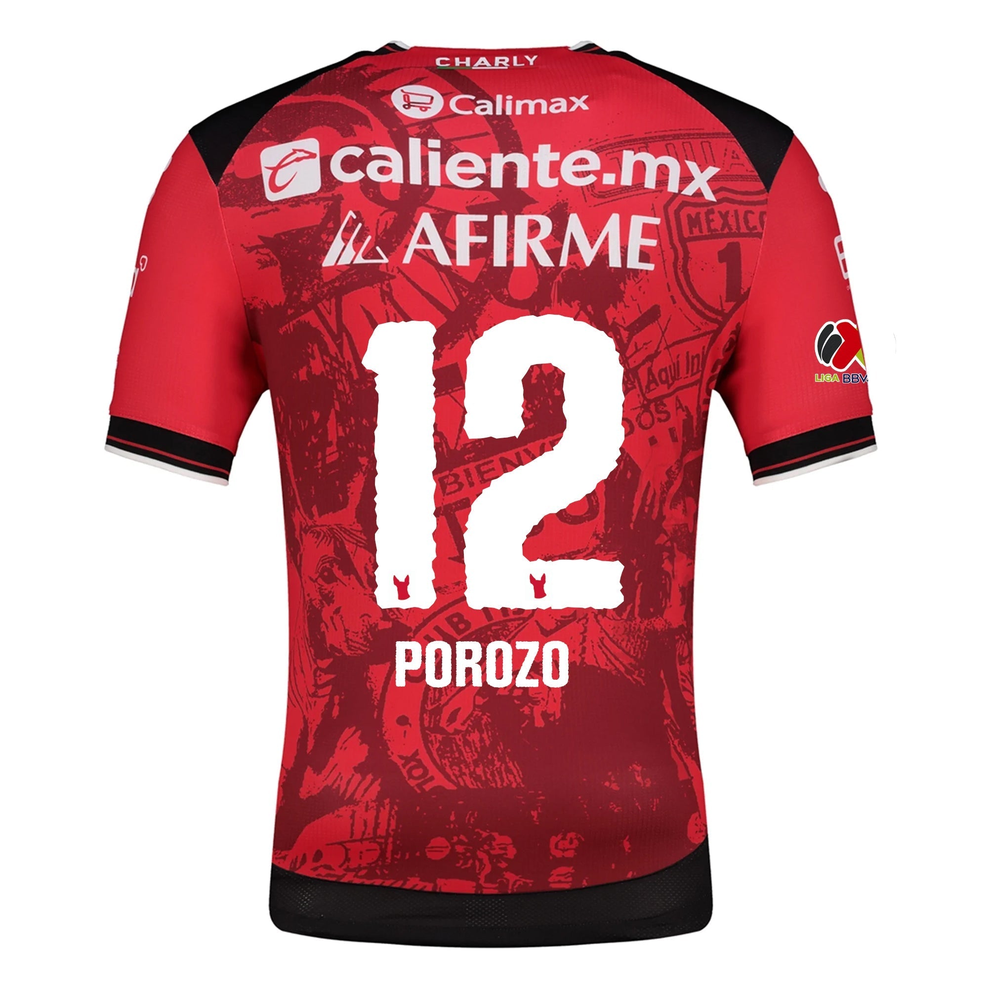 Charly Jackson Porozo Men's Club Tijuana Xolos Home Jersey 25/26 w/ BBVA MX Patch (Red/Black)