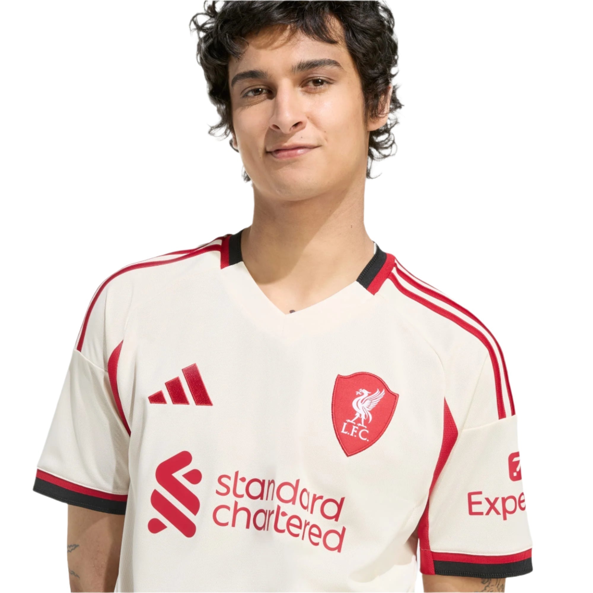adidas Men's Liverpool Dominik Szoboszlai Away Jersey w/ Champions League Patches 25/26 (Wonder White)