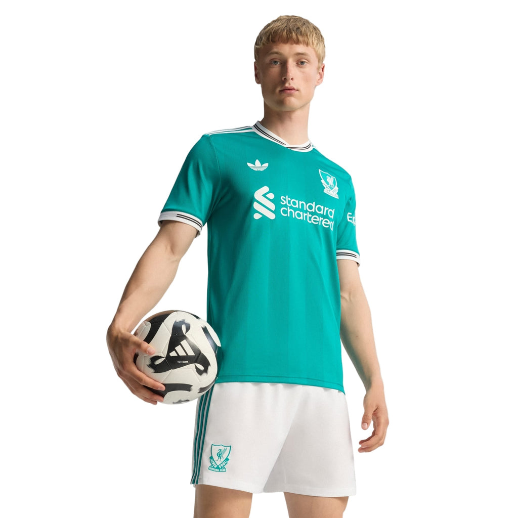 adidas Liverpool FC Authentic Mohamed Salah Third Jersey w/ EPL + No Room For Racism Patches 25/26 (Sea Green)