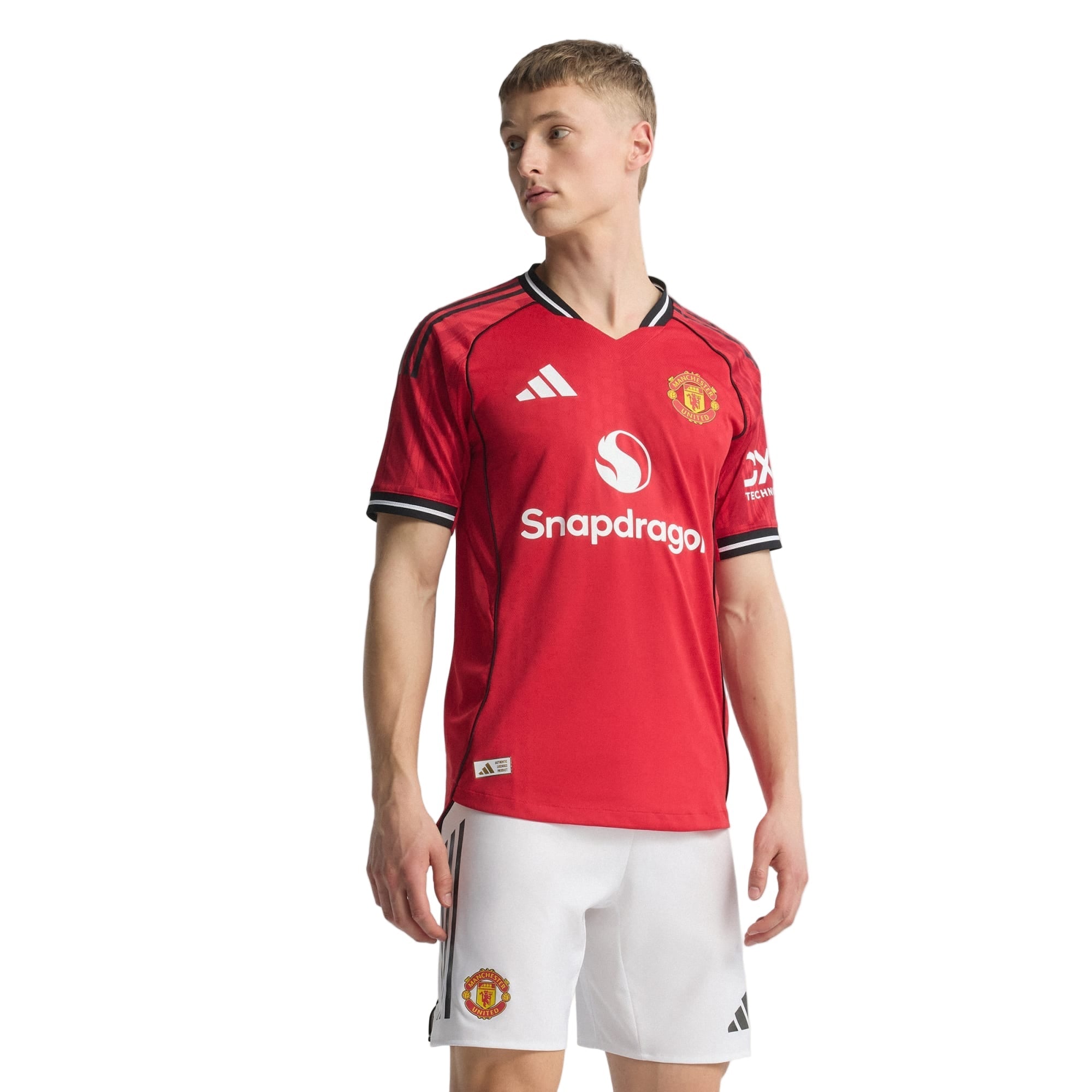 adidas Cunha Men's Manchester United Authentic Home Jersey 25/26 w/ NRFR + EPL Patch (Red)