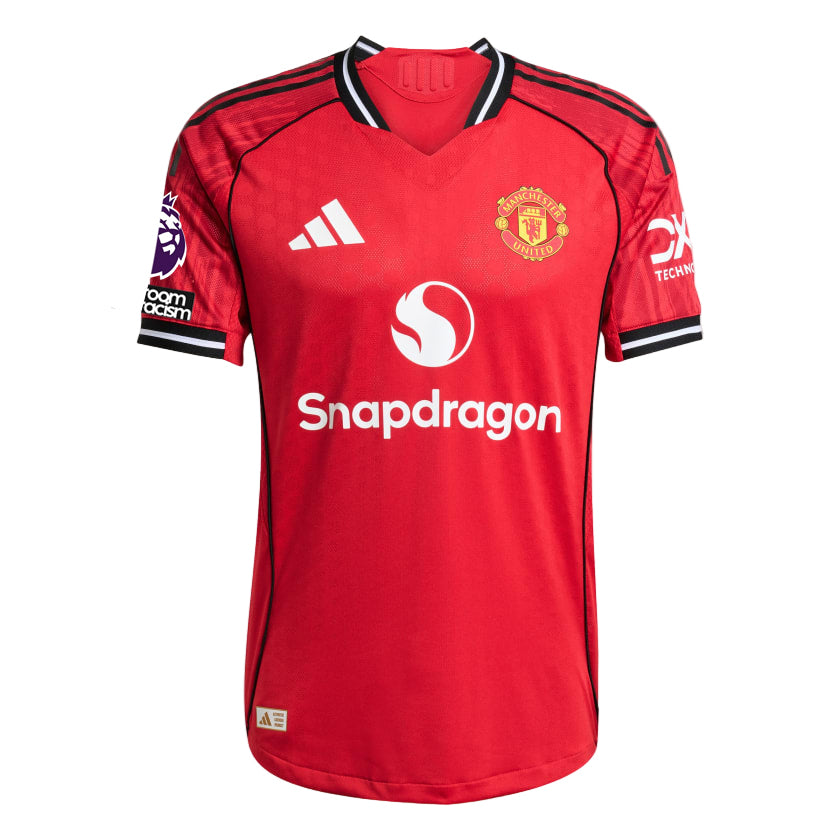 adidas Maguire Men's Manchester United Authentic Home Jersey 25/26 w/ NRFR + EPL Patch (Red)