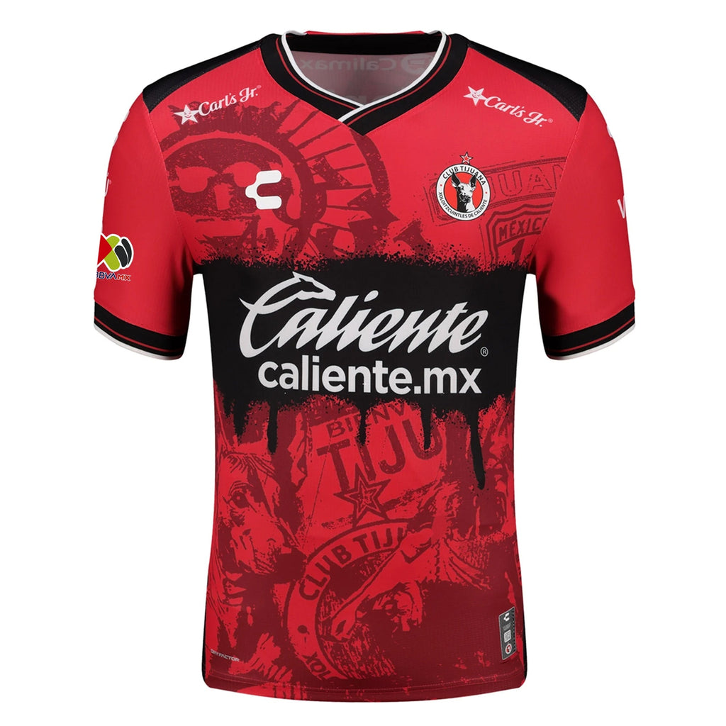 Charly Jesus Gomez Men's Club Tijuana Xolos Home Jersey 25/26 w/ BBVA MX Patch (Red/Black)