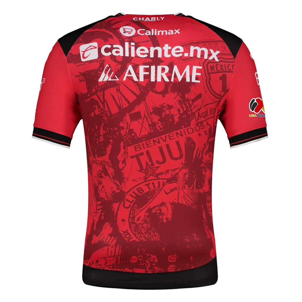Charly Men's Club Tijuana Xolos Home Jersey 25/26 w/ BBVA MX Patch (Red/Black)