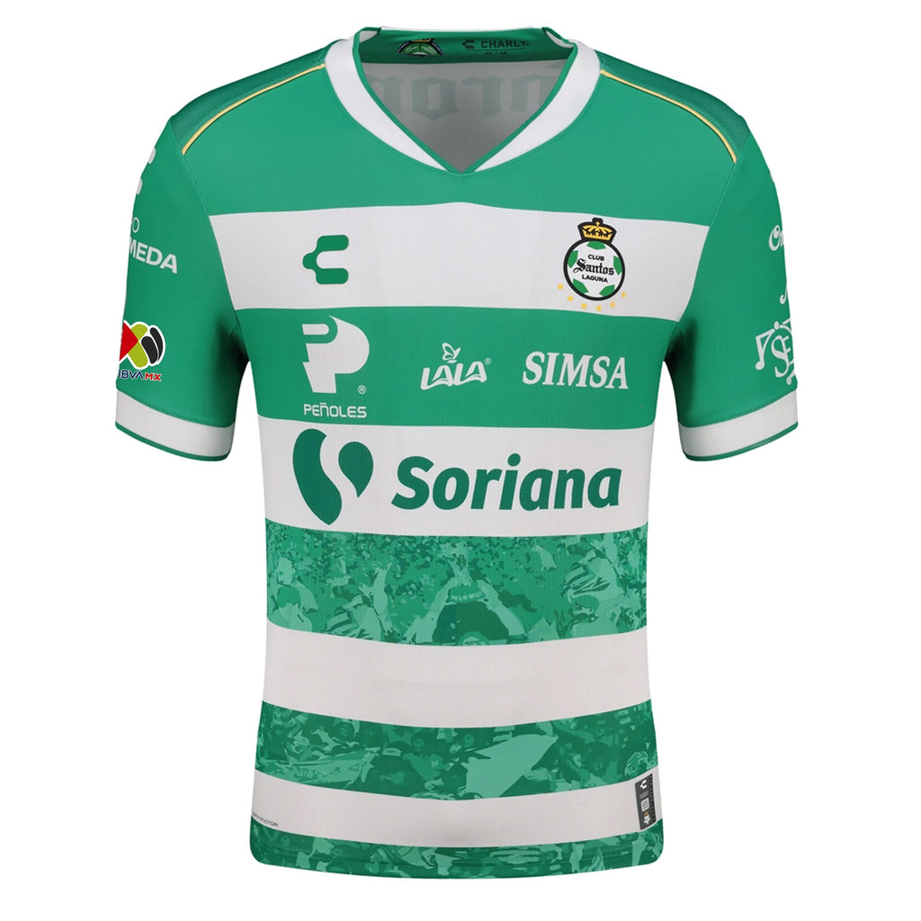 Charly Bruno Amione Men's Santos Laguna Home Jersey 25/26 w/ BBVA MX Patches (Green/White)