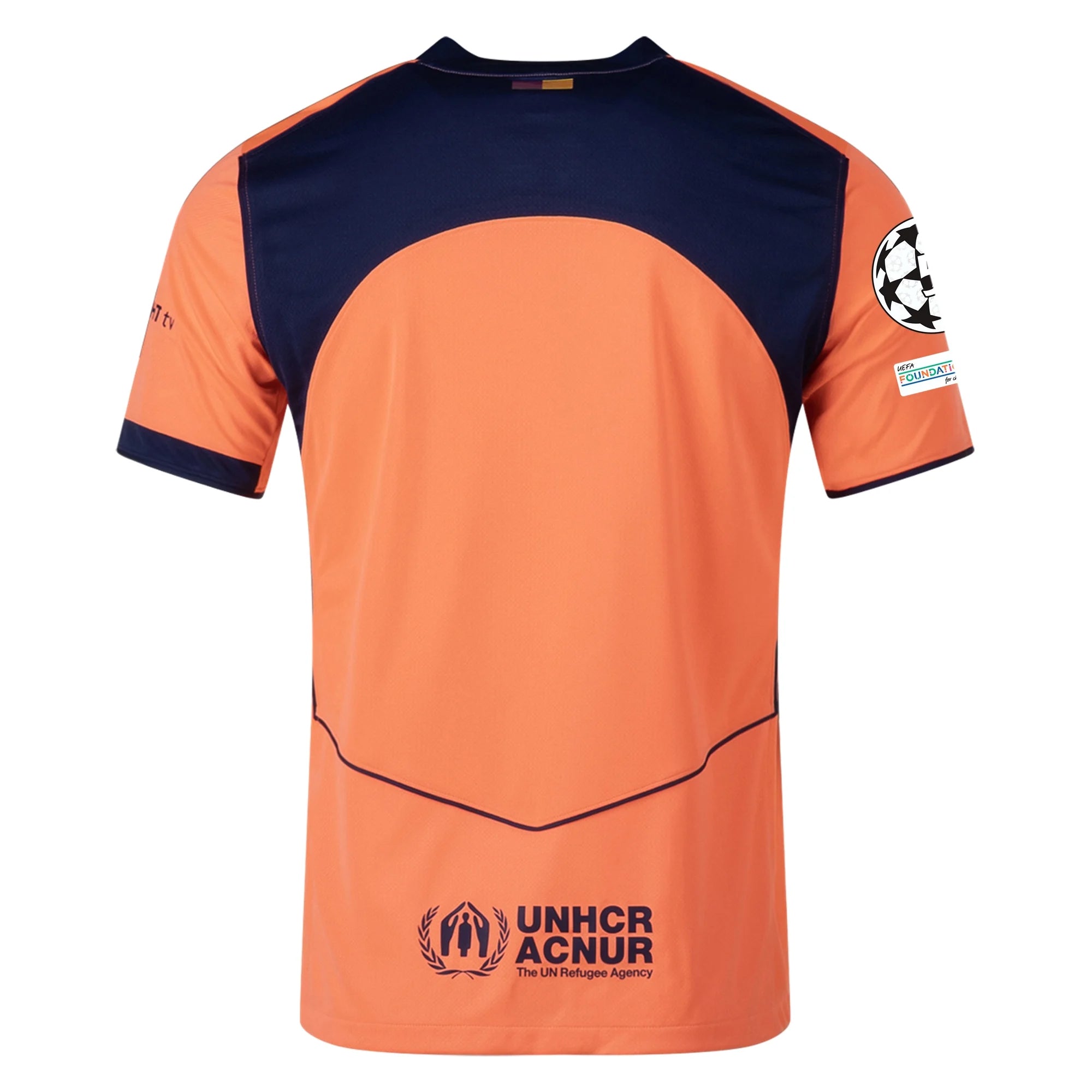 Nike FC Barcelona Third T90 Authentic Jersey 25/26 w/ Champions League Patches (Bright Mango/Midnight Navy)