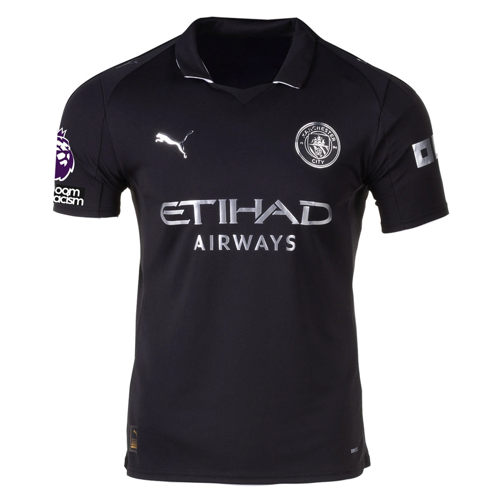 Puma Men's Manchester City Away Jersey 25/26 w/ NRFR + EPL Patches (Puma Black)