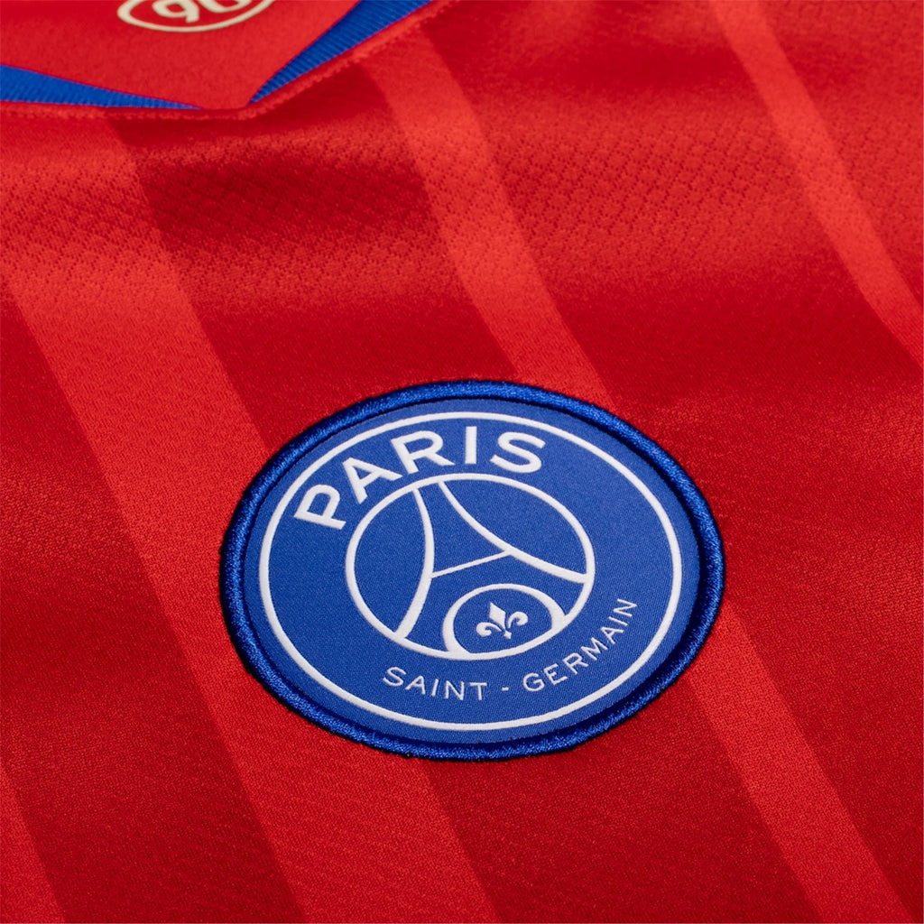 Nike Men's Paris Saint-Germain Authentic Désiré Doué Third Jersey w/ Champions League Patches 25/26 (Sport Red/Hyper Royal)