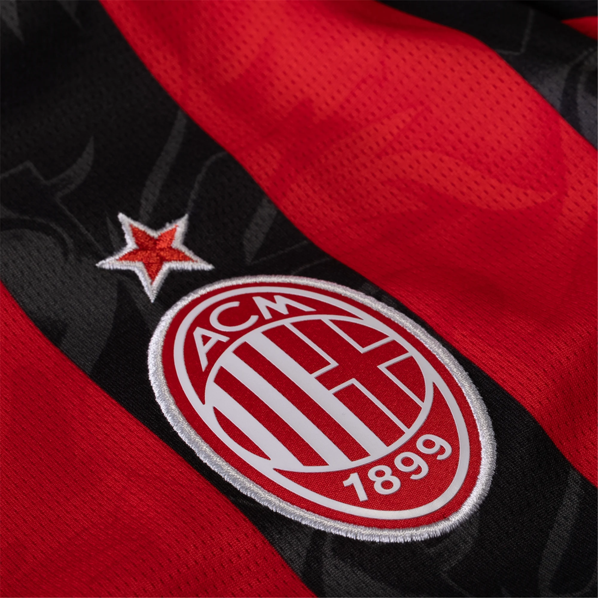 Puma Musah Men's AC Milan Home Jersey w/ Champions League Patches 25/26 (Red/Black)