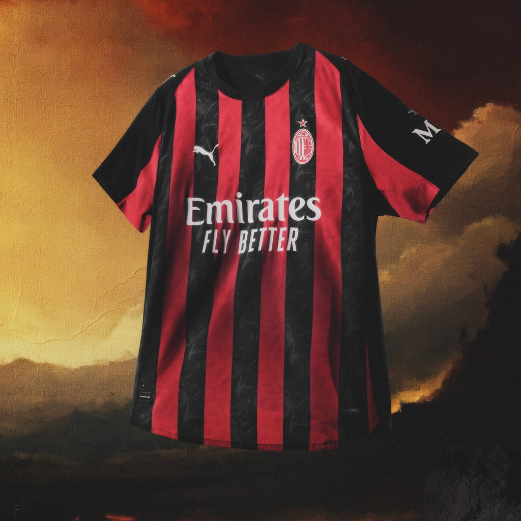 Puma Loftus-Cheek Men's AC Milan Authentic Home Jersey 25/26 w/ Seria A Patch (Red/Black)