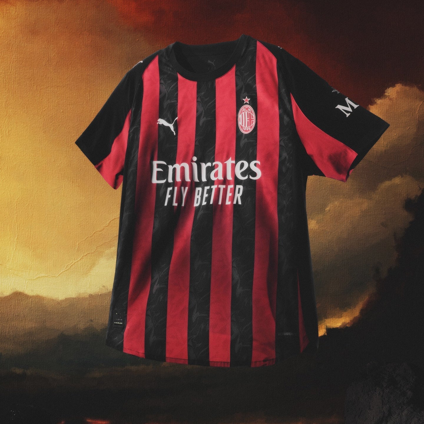 Puma Loftus-Cheek Men's AC Milan Authentic Home Jersey 25/26 w/ Seria A Patch (Red/Black)