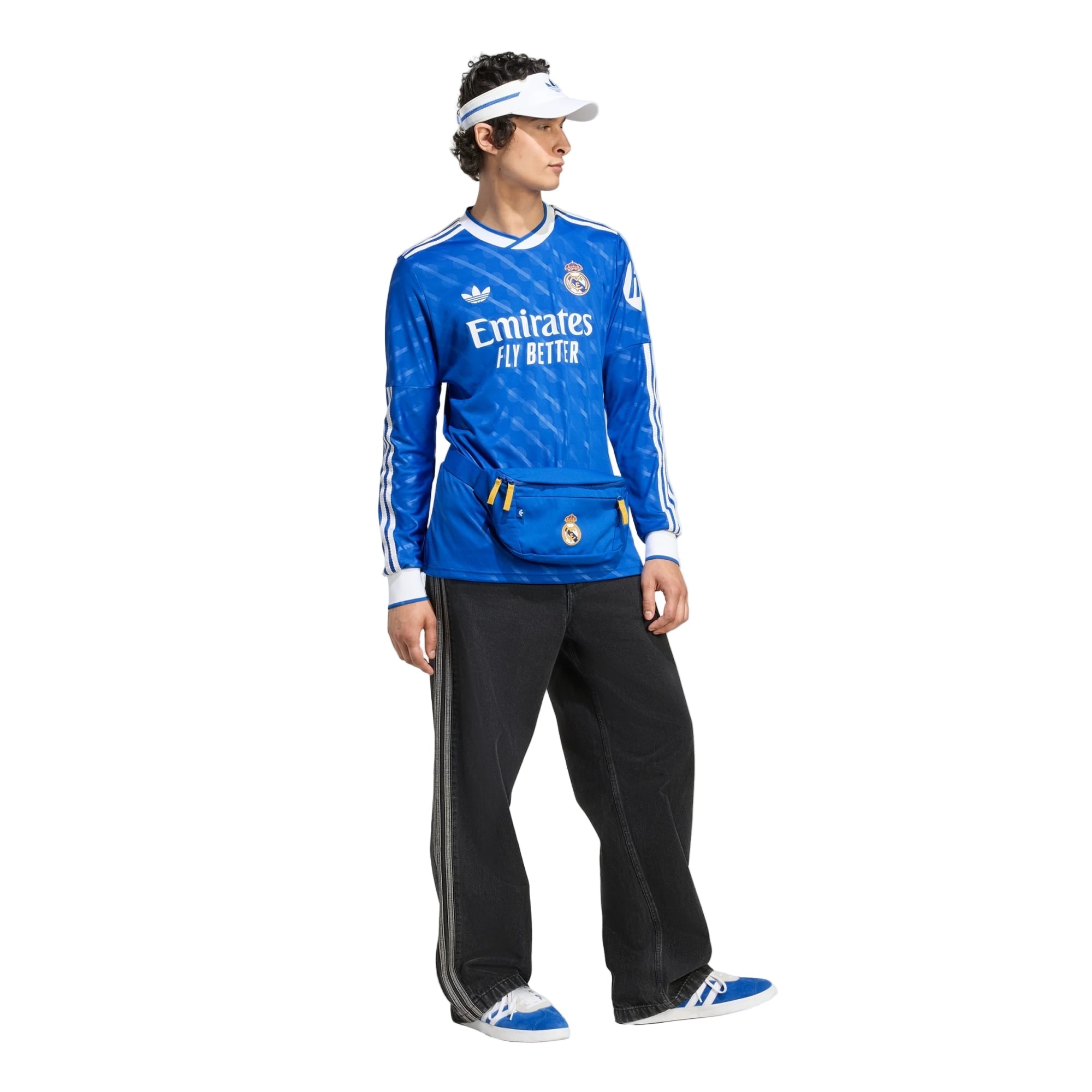 adidas Men's Real Madrid Vini Jr. Long Sleeve Third Jersey w/ Champions League Patches 25/26 (Blue/White)