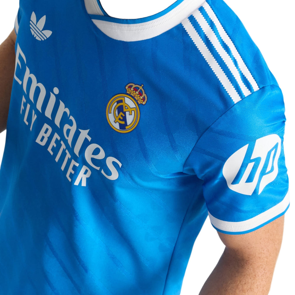 adidas Men's Mbappe Real Madrid 25/26 Authentic Third Jersey w/ Champions League Patches (Blue)