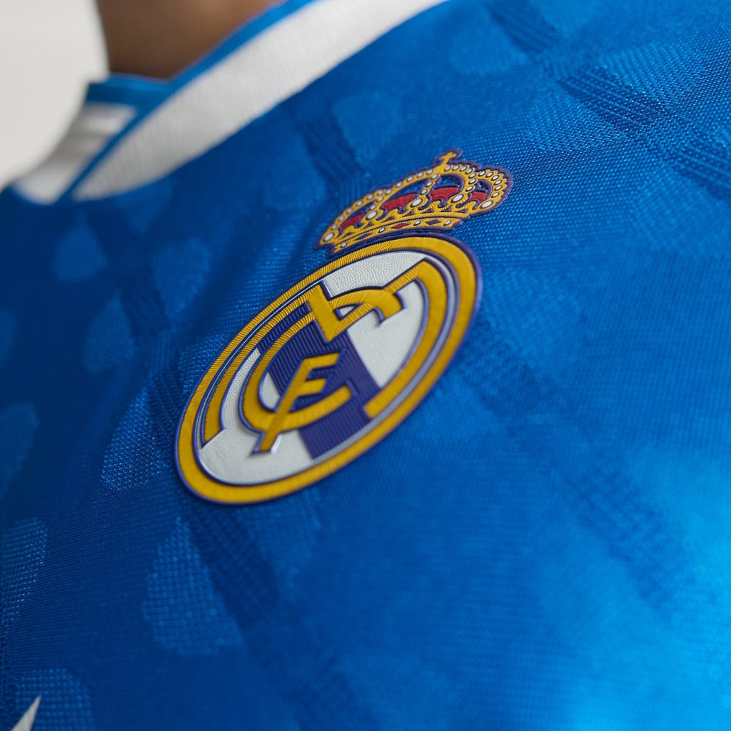 adidas Men's Huijsen Real Madrid 25/26 Authentic Third Jersey w/ Champions League Patches (Blue)