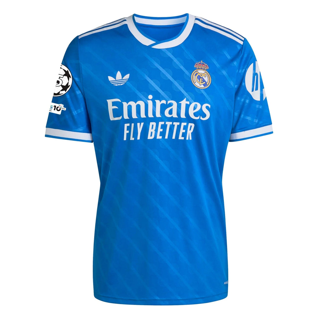 adidas Men's Real Madrid Third Jersey 25/26 w/ Champions League Patches (Blue/White)