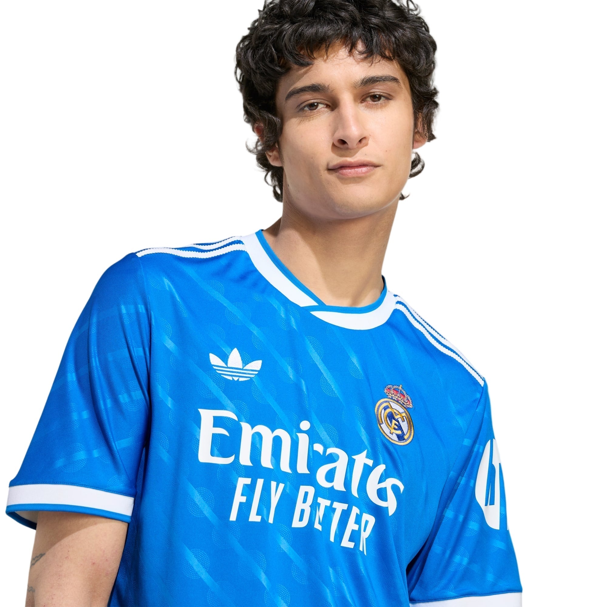 adidas Alaba Men's Real Madrid Third Jersey 25/26 w/ Champions League Patches (Blue/White)