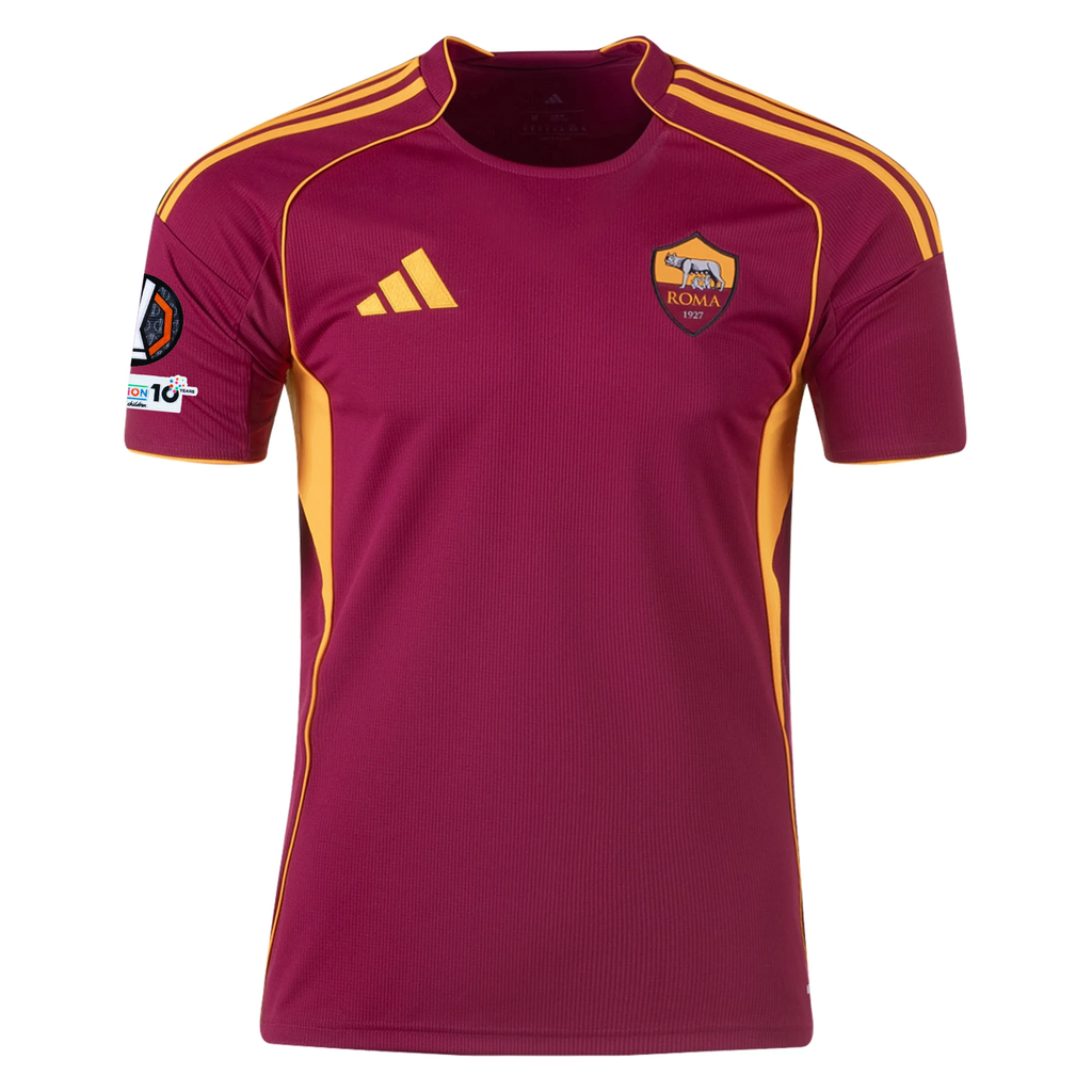adidas Men's Roma Daniele Ghilardi Home Jersey w/ Europa League Patches 25/26 (Burgundy)