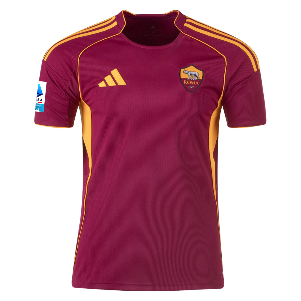 adidas Men's Roma Mario Hermoso Home Jersey w/ Serie A Patch 25/26 (Burgundy)