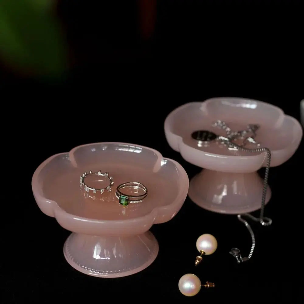 Jade Glass Goblet Tray Frosted Jade Glass Dessert Tray Retro Round Goblet Plate Fruit Storage Tray Jewelry Ornament \