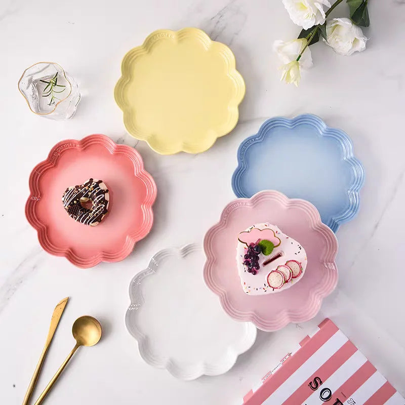 Le Creuset High End Steak Plate Multifunctional Cerc Di with Flower s French Sle Dinnerware Diwaer Se