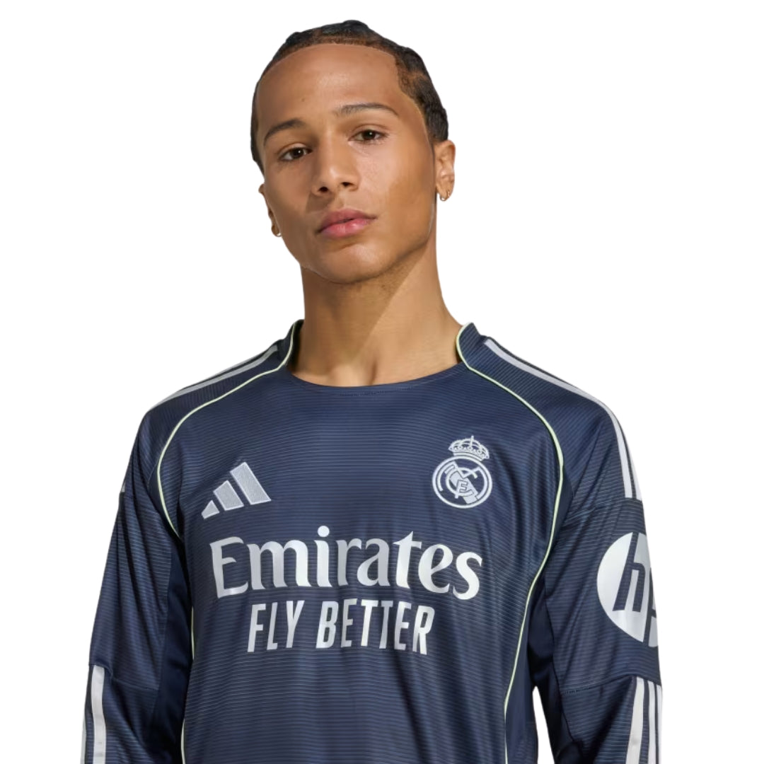 adidas Real Madrid Rodrygo Long Sleeve Away Jersey w/ Champions League Patches 25/26 (Legend Ink)