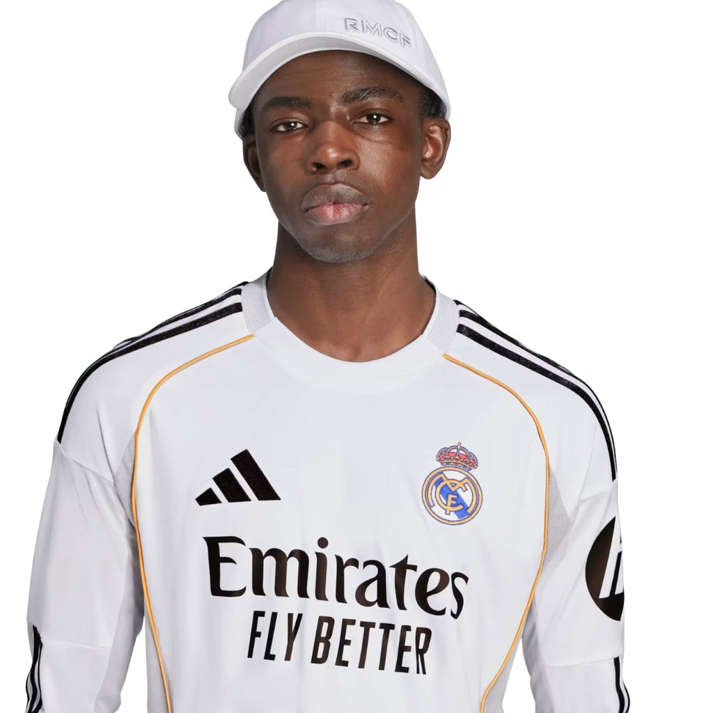 adidas Real Madrid Camavinga Long Sleeve Home Jersey w/ Intercontinental + Champions League Patches 25/26 (White)