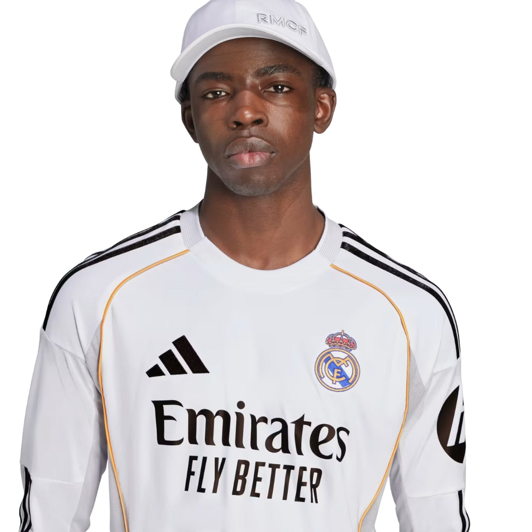 adidas Real Madrid Lucas V. Long Sleeve Home Jersey w/ Champions League Patches 25/26 (White)