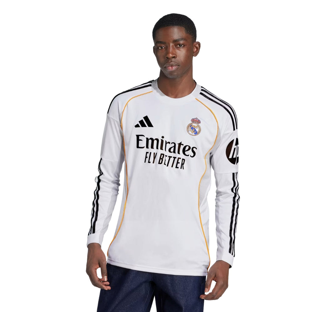 adidas Real Madrid Trent Long Sleeve Home Jersey w/ Champions League Patches 25/26 (White)