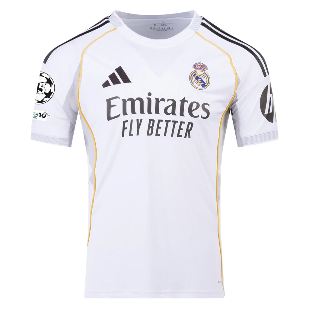 adidas Arda Güler Real Madrid 25/26 Home Jersey w/ Champions League Patches (White)