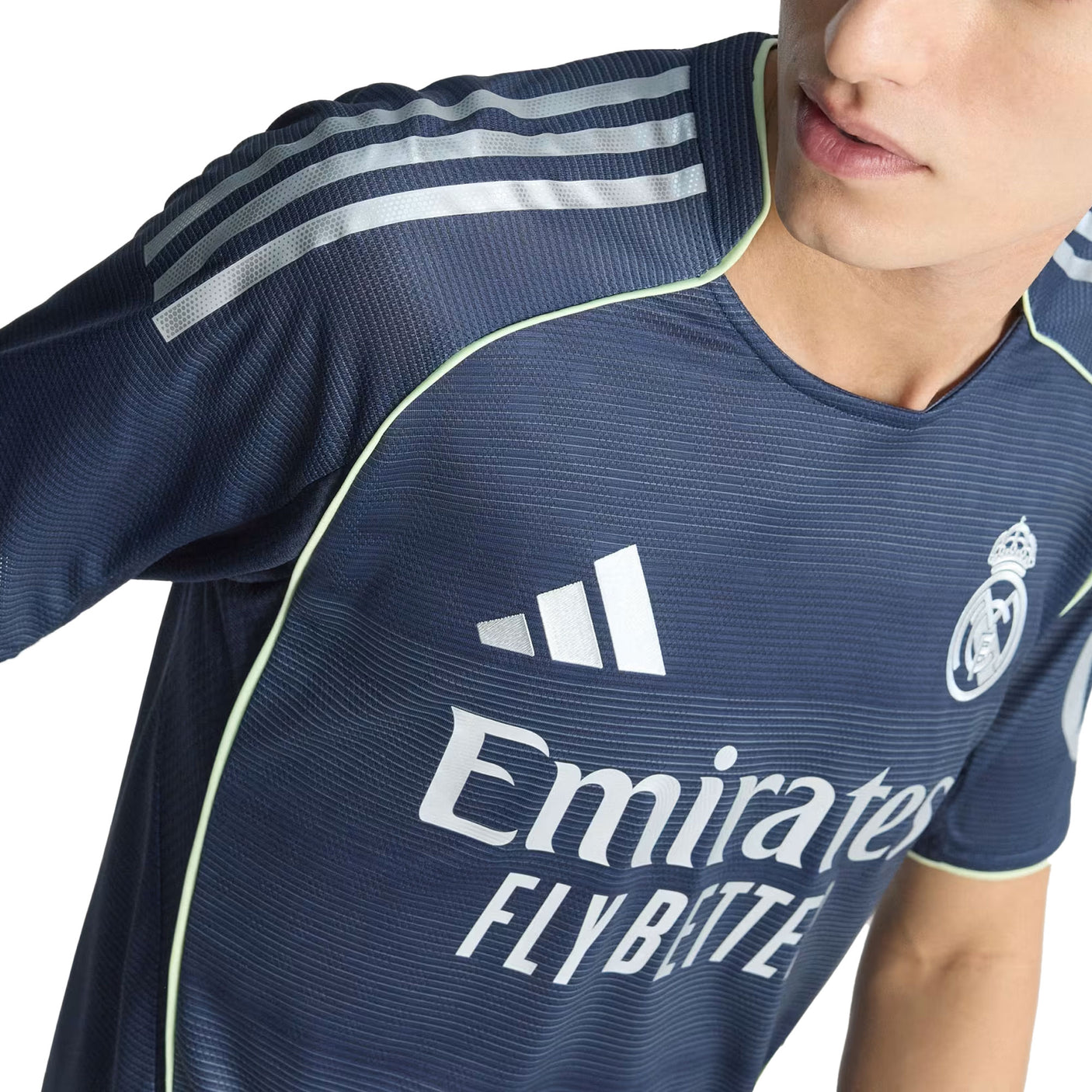 adidas Andriy Lunin Real Madrid Authentic Away Jersey 25/26 w/ Champions League Patches (Legend Ink)