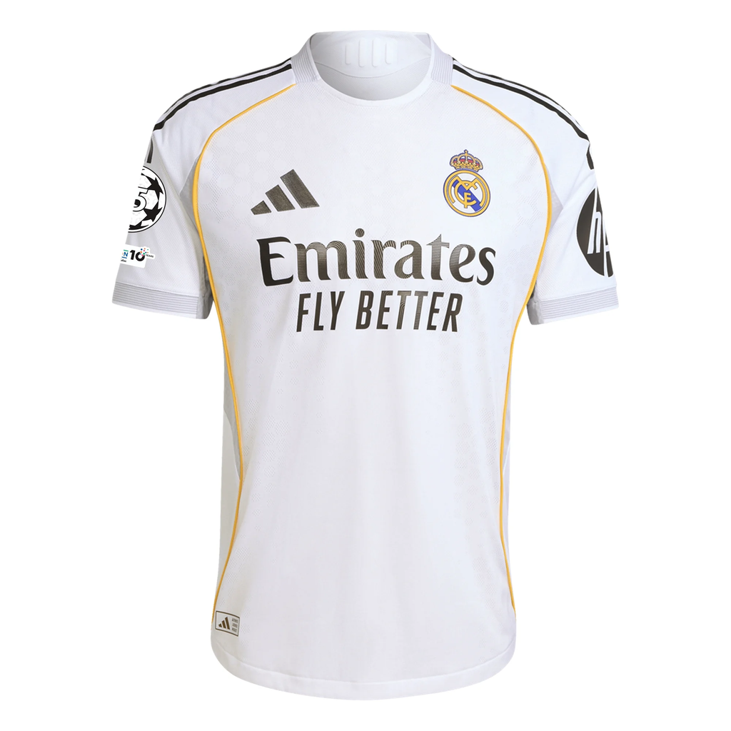 adidas Valverde Real Madrid Authentic Home Jersey 25/26 w/ Champions League Patches (White)