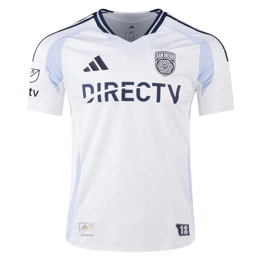 adidas San Diego FC Authentic Ian Pilcher Away Jersey 25/26 w/ MLS & Apple Patch (White)