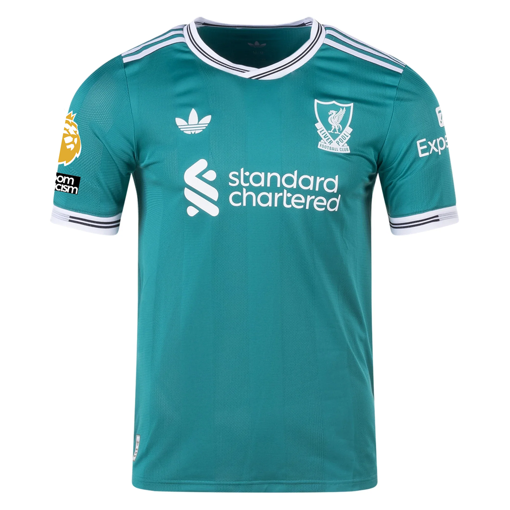 adidas Liverpool FC Authentic Curtis Jones Third Jersey w/ EPL + No Room For Racism Patches 25/26 (Sea Green)