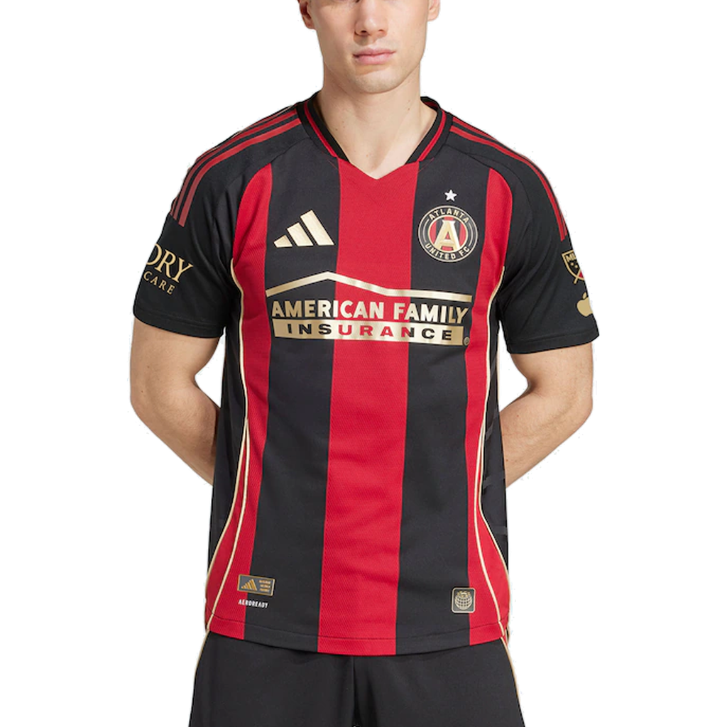 adidas Saba Lobjanidze Atlanta United Authentic Home Jersey w/ MLS Patches 25/26 (Red/Black)